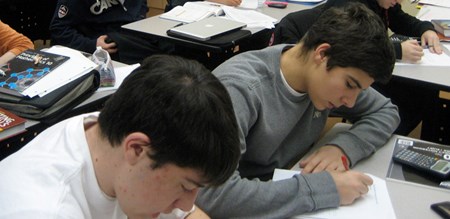 students working in school